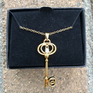 Gold Key Necklace with Diamond